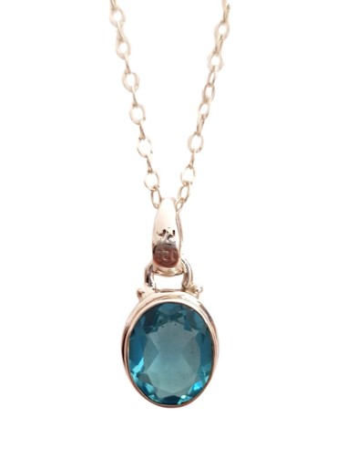 Photo de Pendentif cerclé en argent et topaze bleu avec sa chaîne - Encens.fr - Boutique ésotérique en ligne - vente de Pendenti