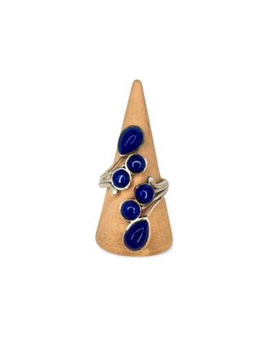 Bague réglable grappe en argent et Lapis lazuli