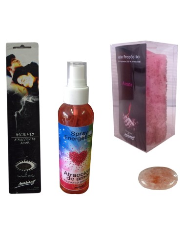 Photo de Coffret amour : Bougie + Spray + Palet + Encens - Encens.fr - Boutique ésotérique en ligne - vente de Coffret amour : B